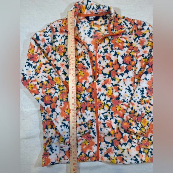 Lands' End Floral Women's Full Zip Fleece Pullover size M - Picture 5 of 8